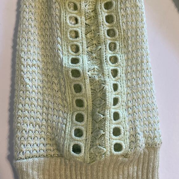 Soft Surroundings Bailey Thermal Top Womens Large Pear Green Eyelet Boho Sweater - Picture 4 of 8